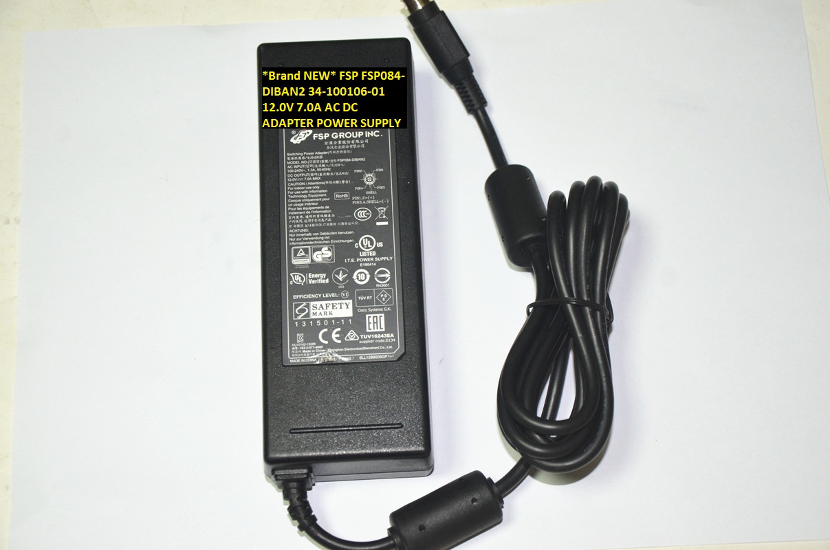 *Brand NEW*AC100-240V 4pin FSP 34-100106-01 FSP084-DIBAN2 12.0V 7.0A AC DC ADAPTER POWER SUPPLY - Click Image to Close